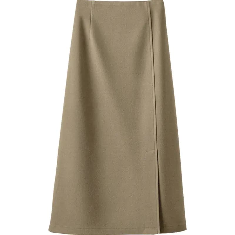 SheChi Simple High-Waist Slit Elegant Commuter Pencil Knee-Length Casual Long Skirt