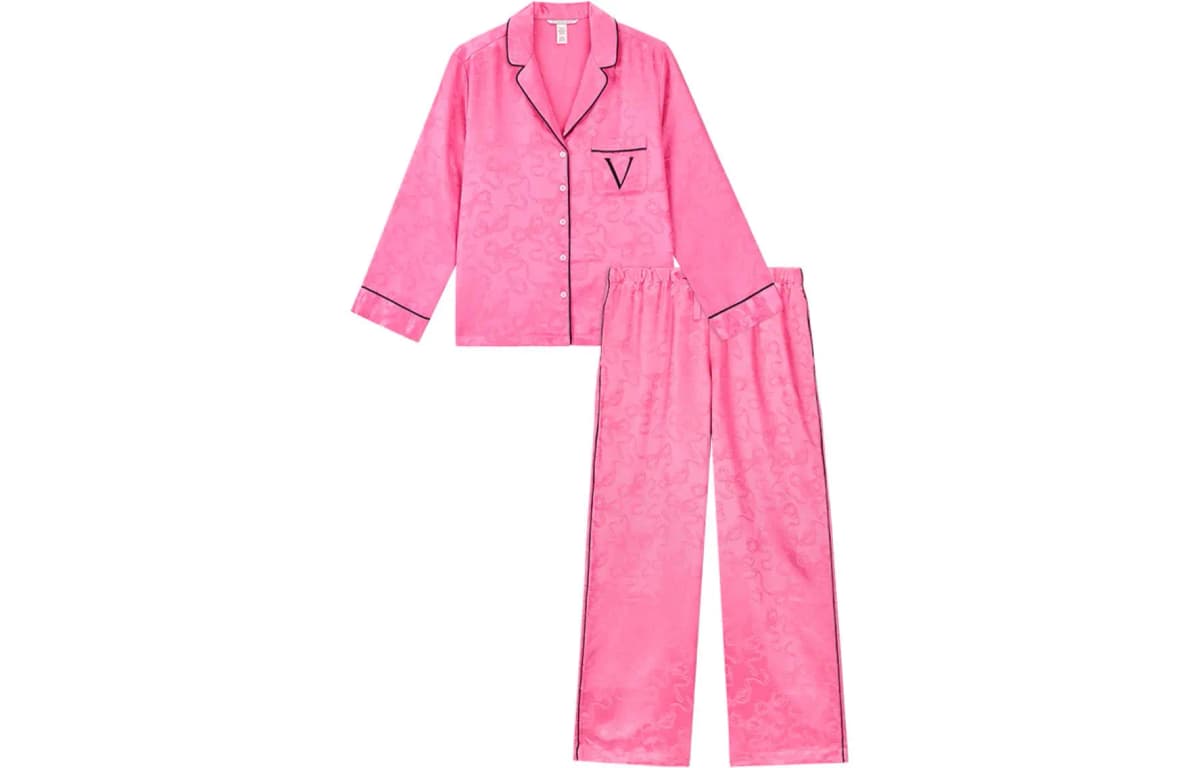 Victoria's Secret İpək Pijama Dəsti Qadın Çəhrayı