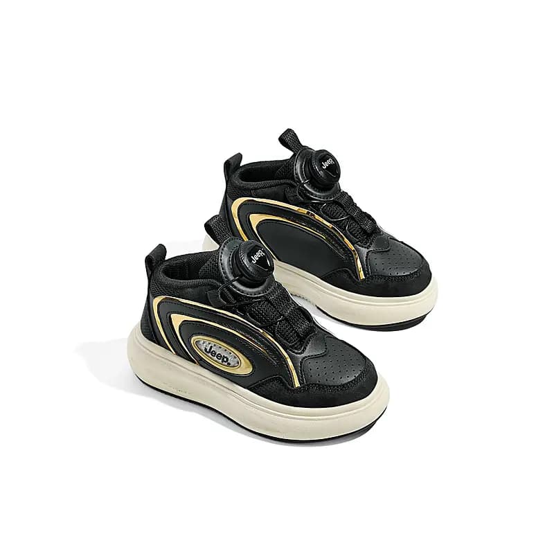 Jeep Mid-Top Kids' Skateboarding Shoes Black Gold Kids' 8
