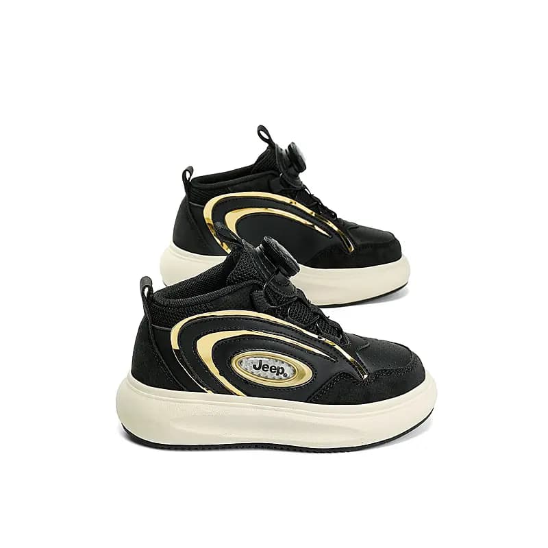 Jeep Mid-Top Kids' Skateboarding Shoes Black Gold Kids' 4