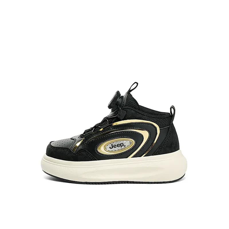 Jeep Mid-Top Kids' Skateboarding Shoes Black Gold Kids'