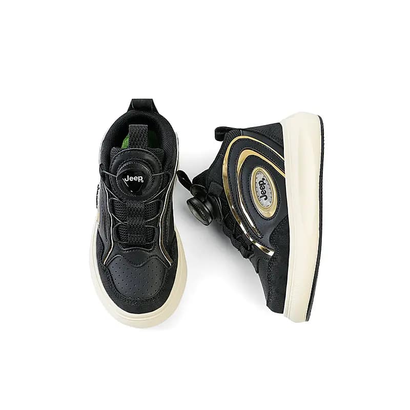 Jeep Mid-Top Kids' Skateboarding Shoes Black Gold Kids' 7