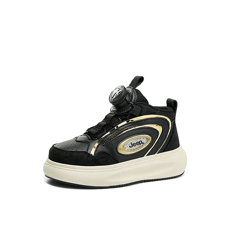 Jeep Mid-Top Kids' Skateboarding Shoes Black Gold Kids' 2