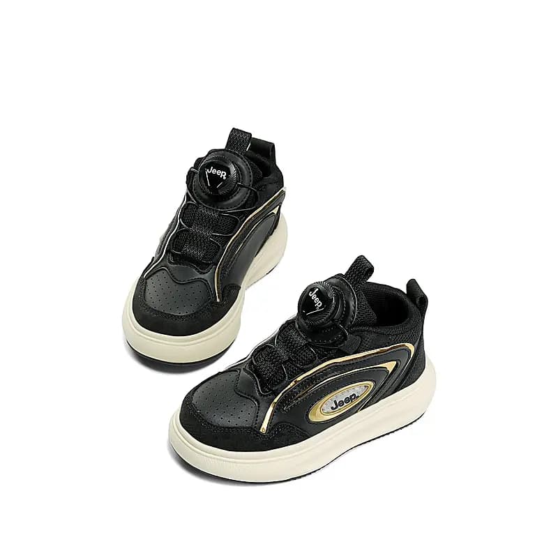 Jeep Mid-Top Kids' Skateboarding Shoes Black Gold Kids' 3