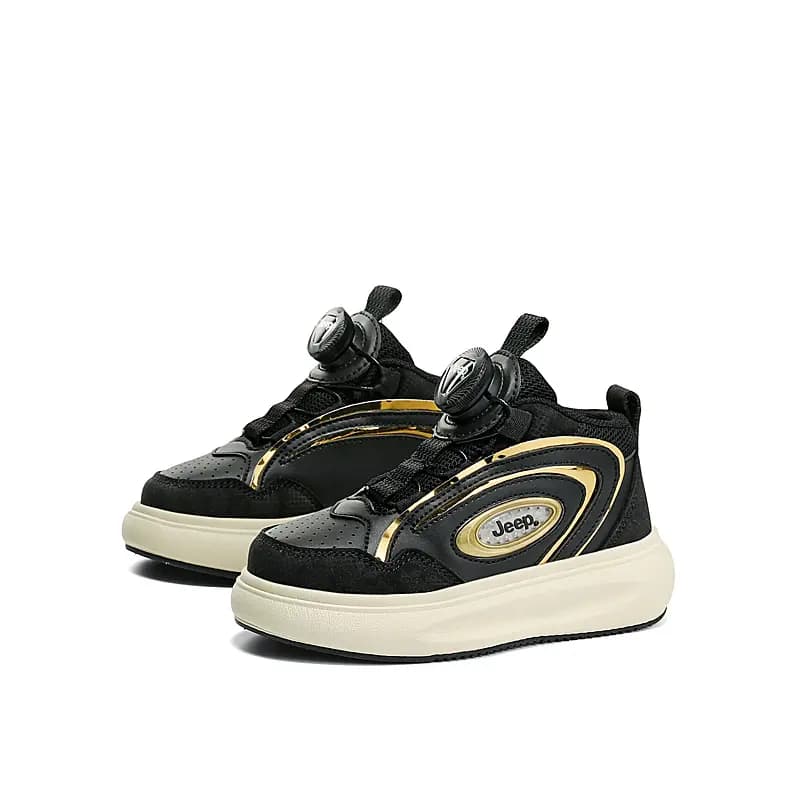 Jeep Mid-Top Kids' Skateboarding Shoes Black Gold Kids' 6