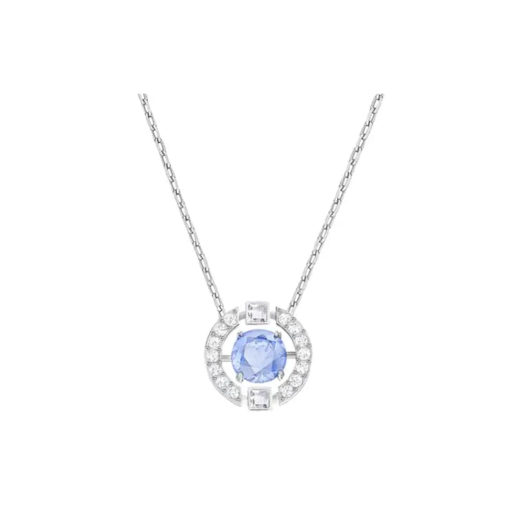 Swarovski Una Boyunbağı Mavi Rodium örtüklü