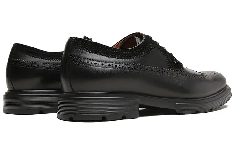 S.T. Dupont Cowhide Leather Color-Block Thick Sole Business Dress Shoes Men's Black 4