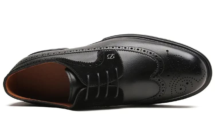S.T. Dupont Cowhide Leather Color-Block Thick Sole Business Dress Shoes Men's Black 3