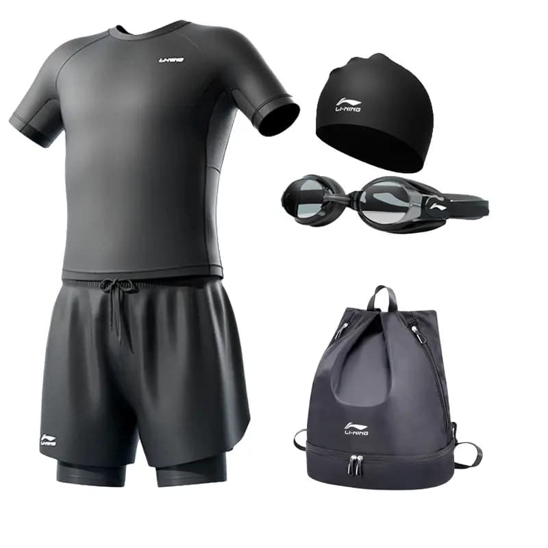 Li-Ning Men's Swimming Set (Trunks, Goggles, Cap, Bag) 5-Piece 4