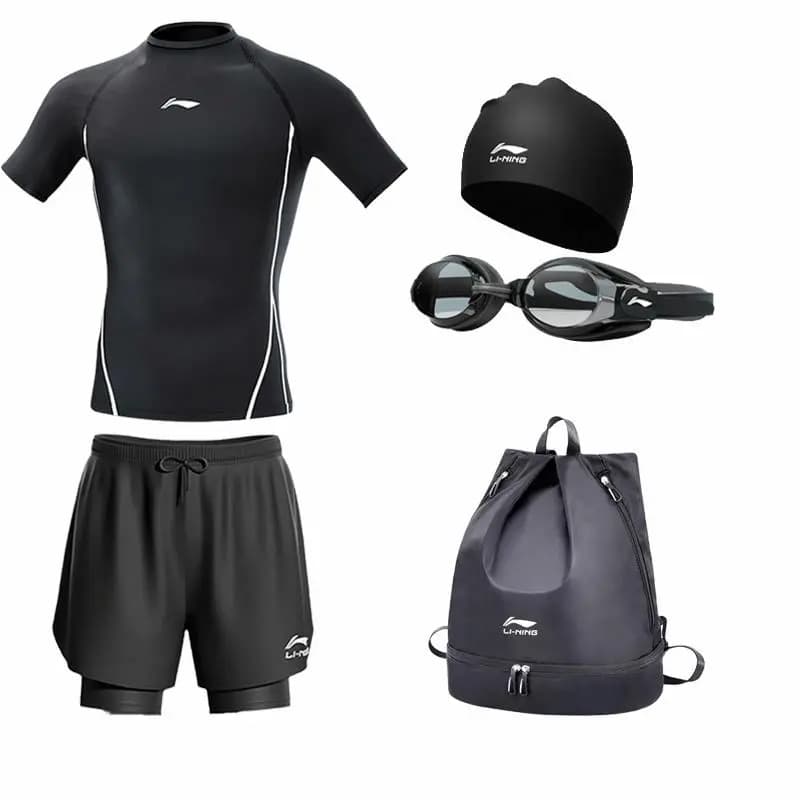 Li-Ning Men's Swimming Set (Trunks, Goggles, Cap, Bag) 5-Piece