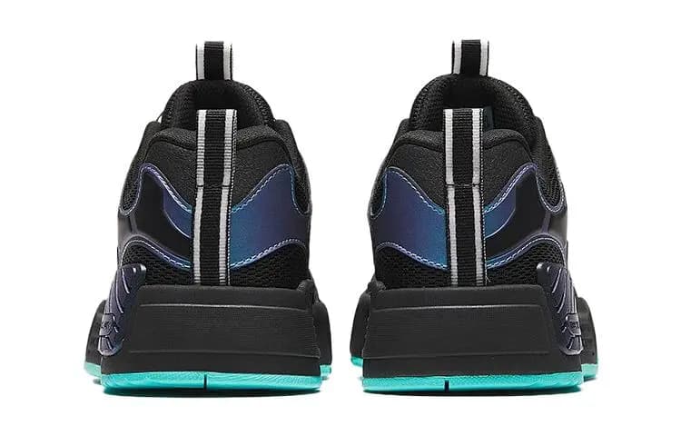 Big Kids Anta Kids Round Toe Dial Lacing Cushioned Low-Top Skate Shoes Black Blue 4