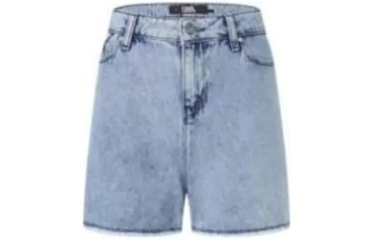 KARL LAGERFELD Fashion Street Urban Casual Light Luxury Front Button Straight Leg Denim Shorts Women's Blue