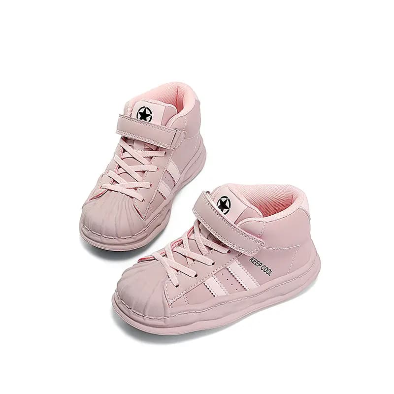 Kids' Jeep Shell Toe Casual Versatile Soft Sole Anti-Slip Cushioned High-Top Kids' Skate Shoes Sakura Pink 4