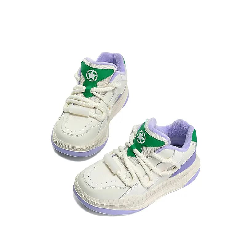 Jeep Low Top Kids' Skateboarding Shoes Beige Purple Kids' 5