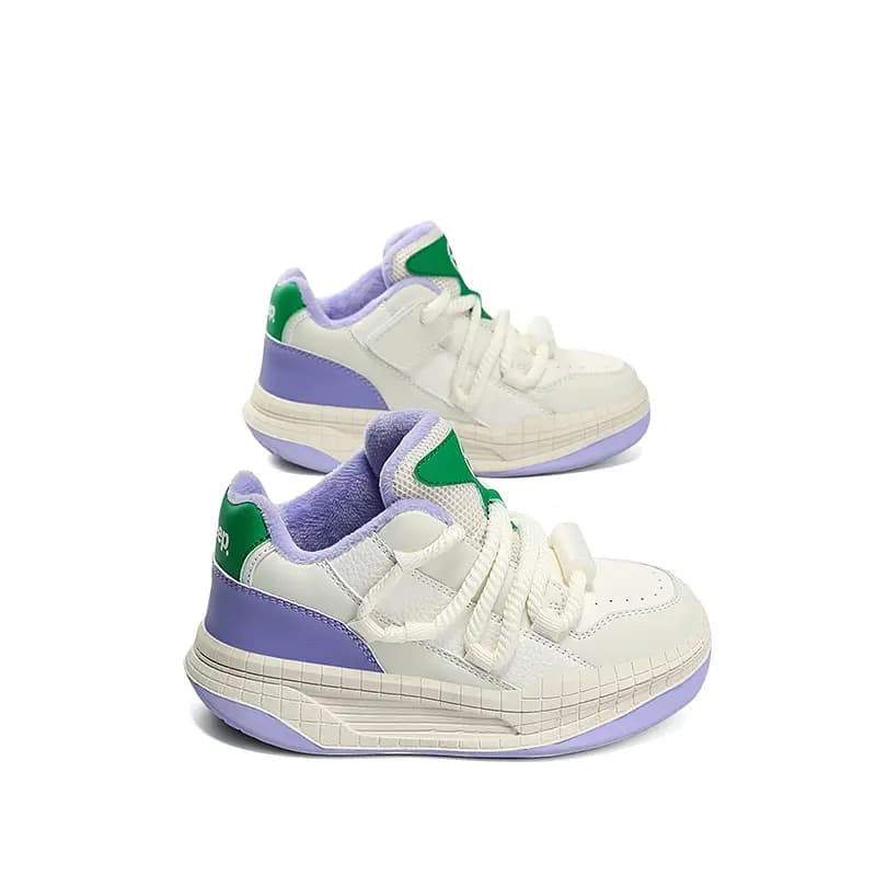 Jeep Low Top Kids' Skateboarding Shoes Beige Purple Kids' 4