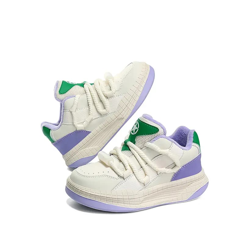 Jeep Low Top Kids' Skateboarding Shoes Beige Purple Kids' 3