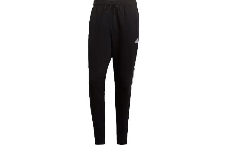 adidas Ribbed Insert Track Suit Three-Stripe Color-Block Hooded Long Sleeve Sweatshirt and Pants Casual Sports Set Men's Black 3
