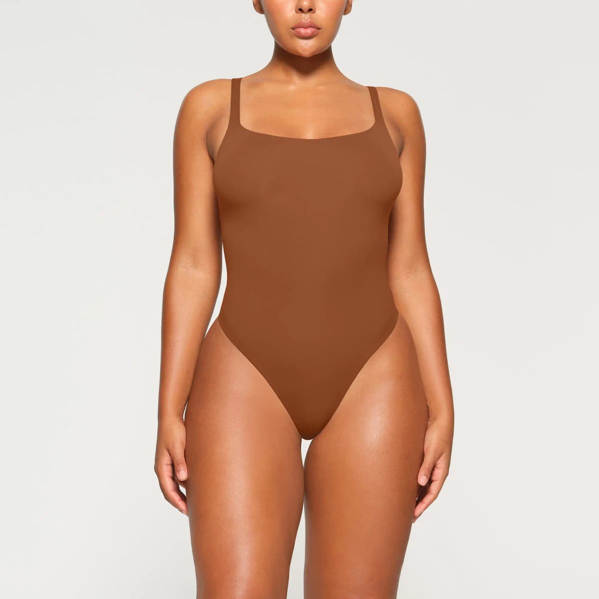 SKIMS Fits Everybody Square Neck Qadın Bodysuit Bronze 2
