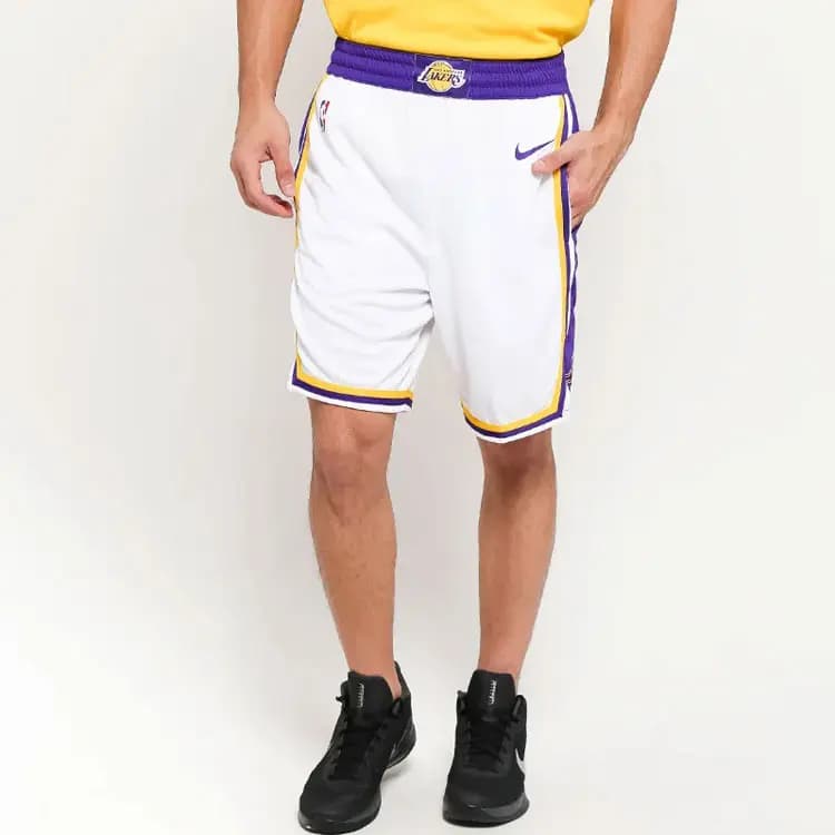Nike Los Angeles Lakers Basketball Shorts Men's White 4
