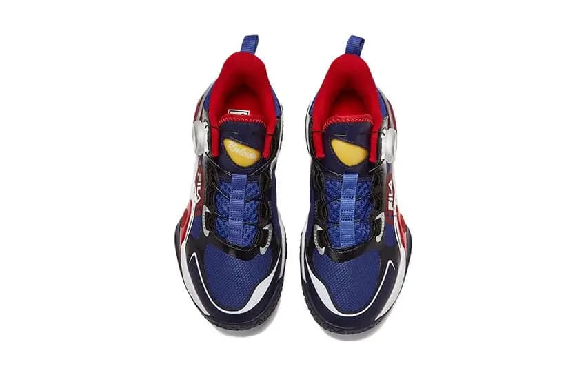FILA KIDS Slip-Resistant Breathable Mid-Top Children's Basketball Shoes Red White Blue Teenagers 2