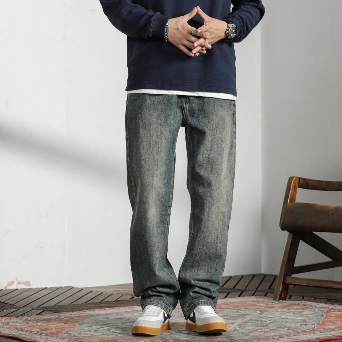 FAIRWHALE New Year Daily Casual Simple Jeans Unisex Denim Blue Comes With Gift Box 3