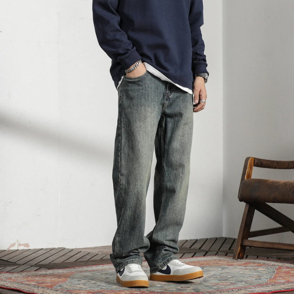 FAIRWHALE New Year Daily Casual Simple Jeans Unisex Denim Blue Comes With Gift Box 6