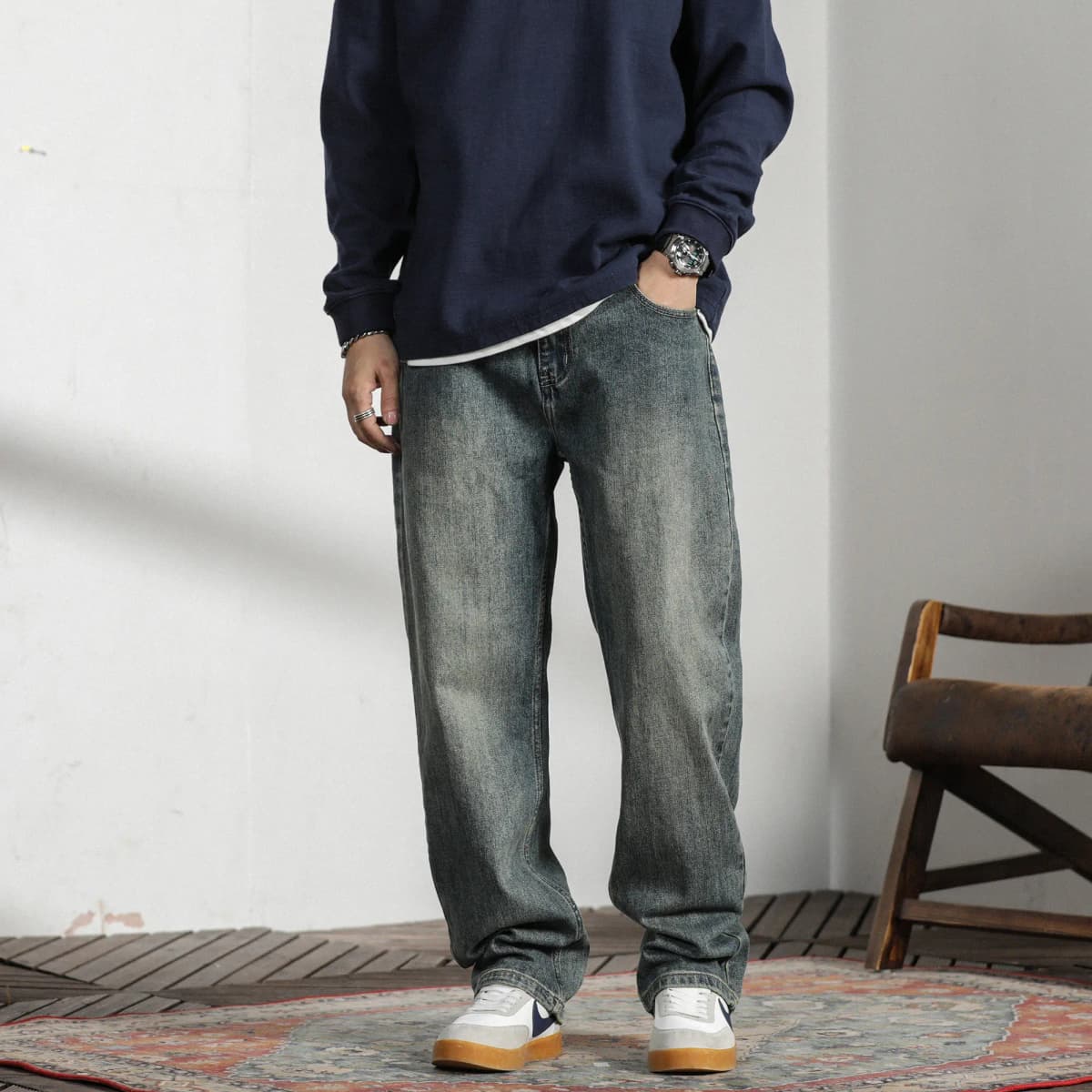 FAIRWHALE New Year Daily Casual Simple Jeans Unisex Denim Blue Comes With Gift Box 5