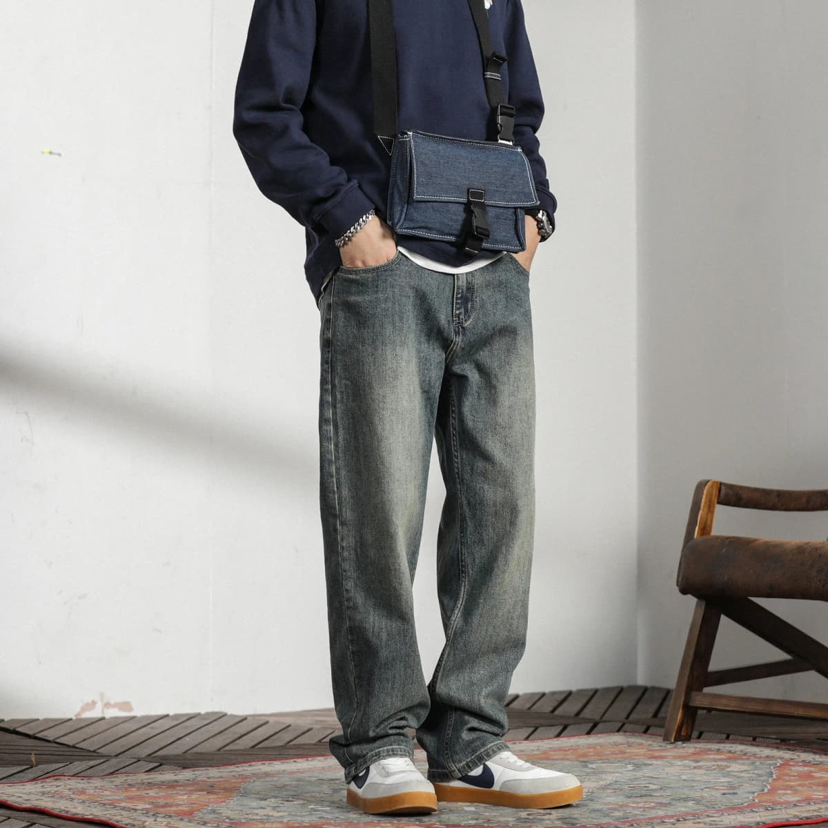 FAIRWHALE New Year Daily Casual Simple Jeans Unisex Denim Blue Comes With Gift Box 7