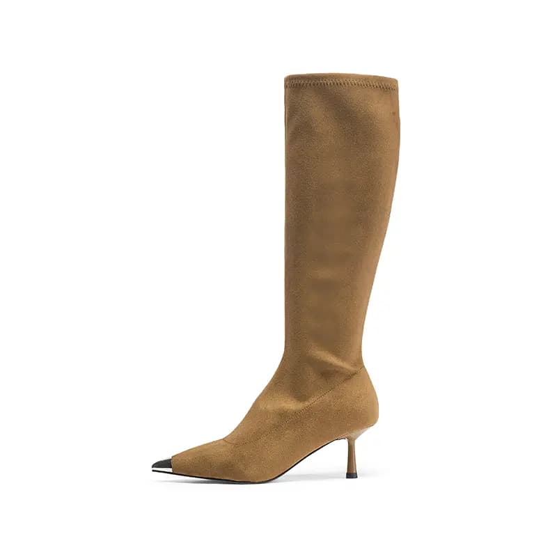 Coup De Foudre Fabric Solid Color Comfortable Stretch Boot Sock Boots Pointed Toe Thin Heel High Heel Heightening Fashion Versatile Commute Casual Elegance High Boots 6cm Women's 6