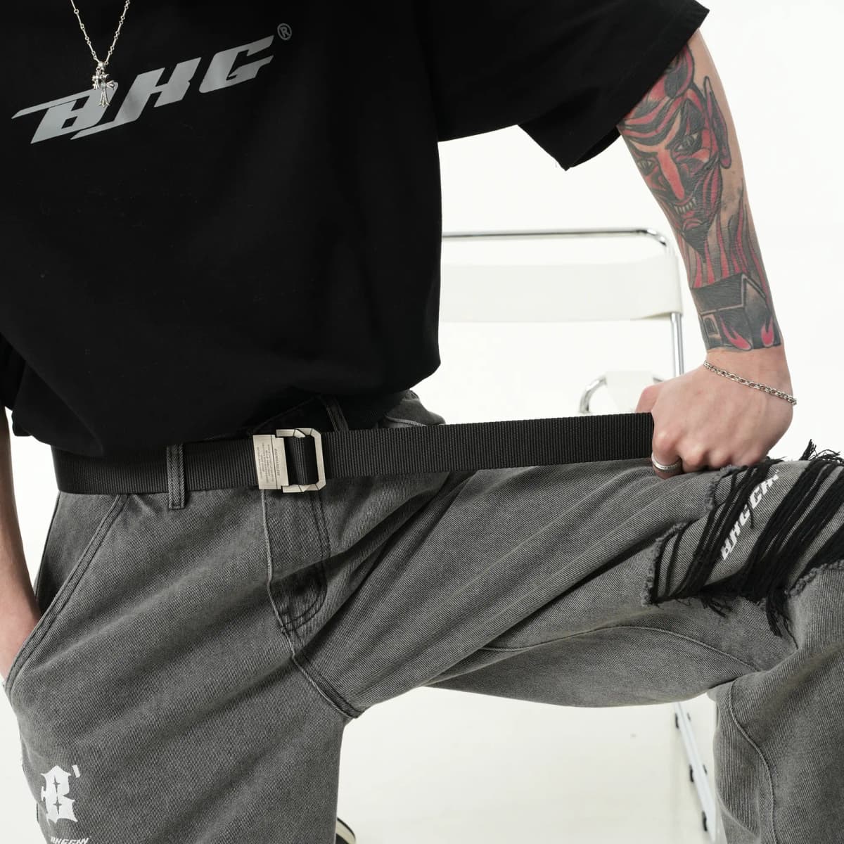 BJHG Consequences Be Damned, Trendy Casual Smooth Buckle Woven Belt Pants Belt Sports Belts Unisex Width 3.8cm 3