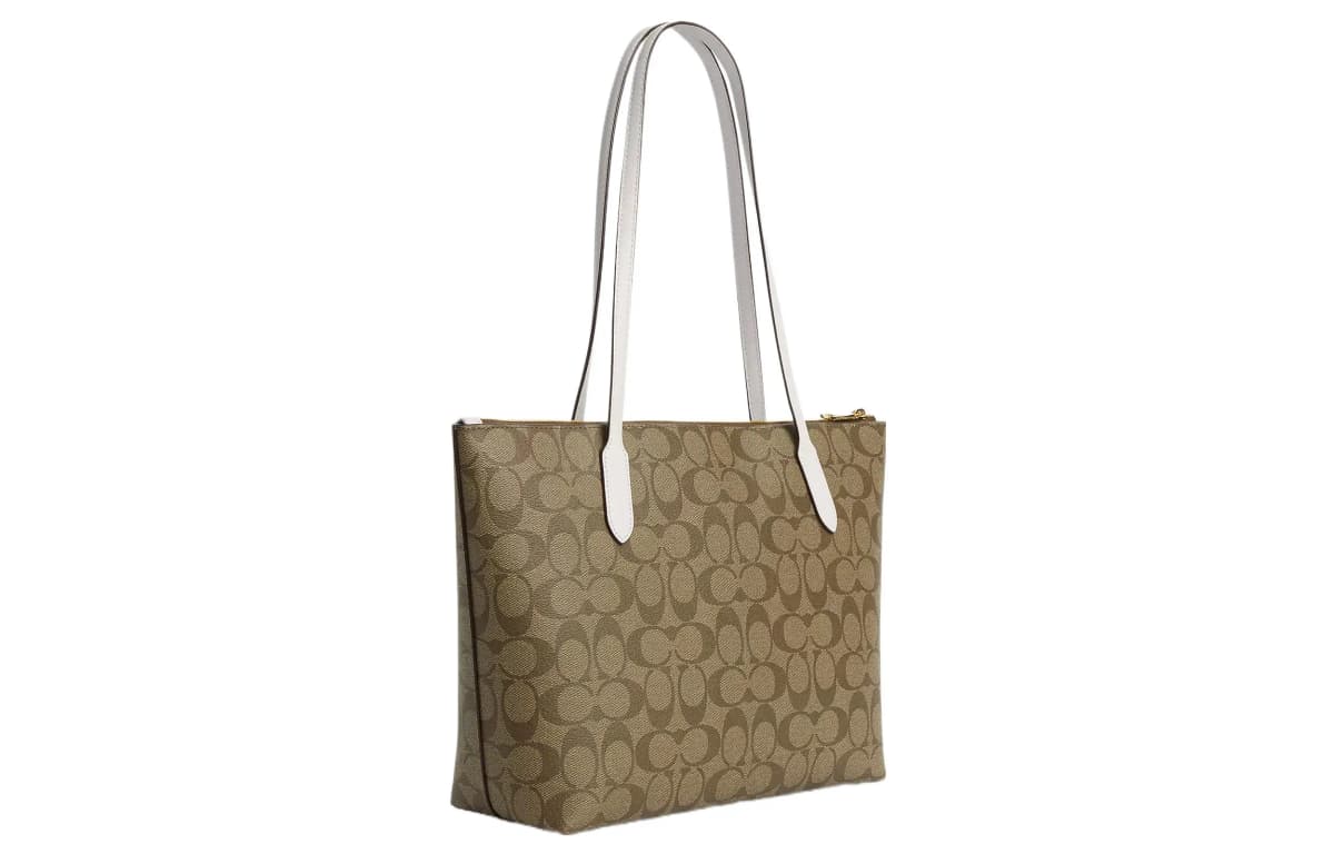 COACH Zip Top Tote Çanta Qadın Xaki 2