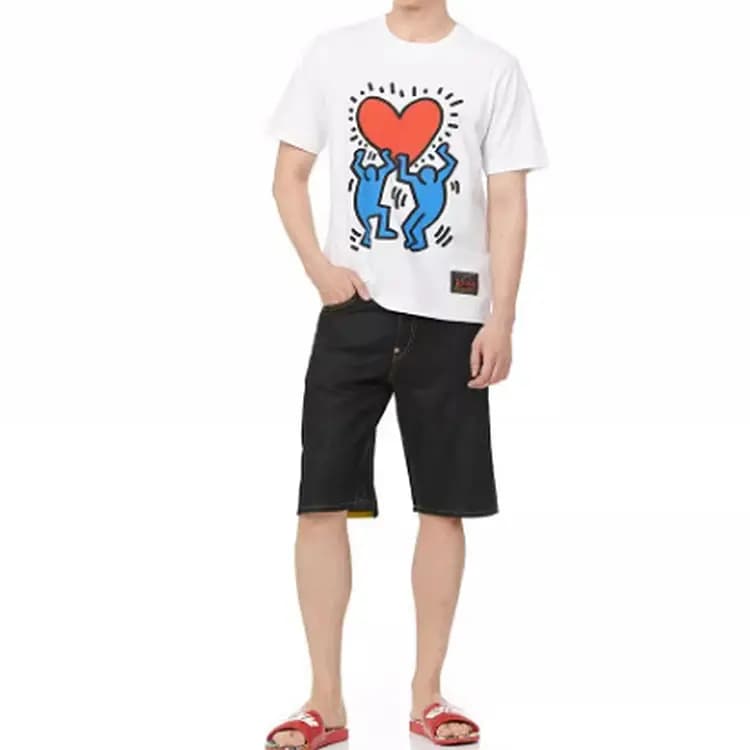 EVISU x KEITH HARING Collaboration Denim Shorts Men's Denim Blue 3