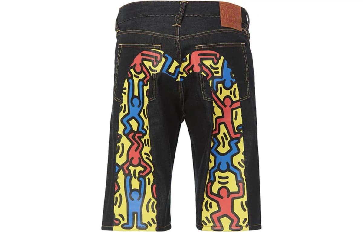 EVISU x KEITH HARING Collaboration Denim Shorts Men's Denim Blue 2