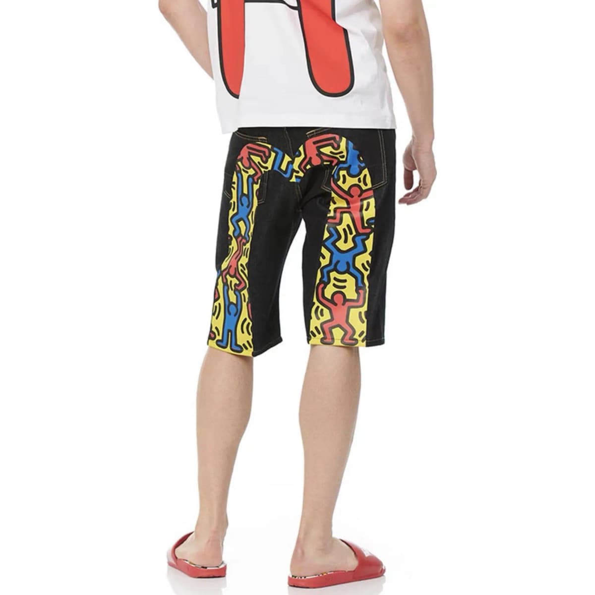 EVISU x KEITH HARING Collaboration Denim Shorts Men's Denim Blue 4