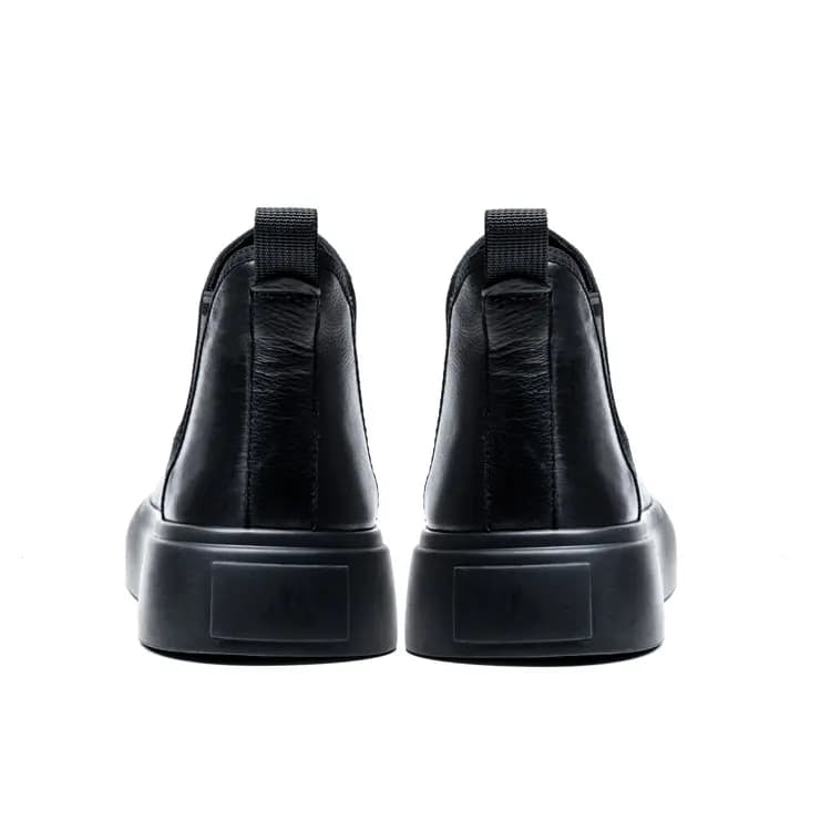 YEDANI Cowhide Fashionable Comfortable Fleece-Lined Short Mid-Calf Chelsea Boots Men's Black 9