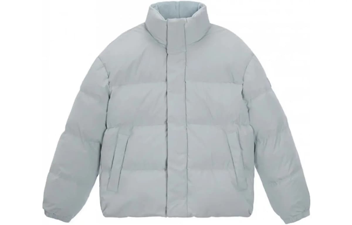 GUESS Solid Color Stand Collar Loose Fit Zip-Up Down Jacket Unisex 4
