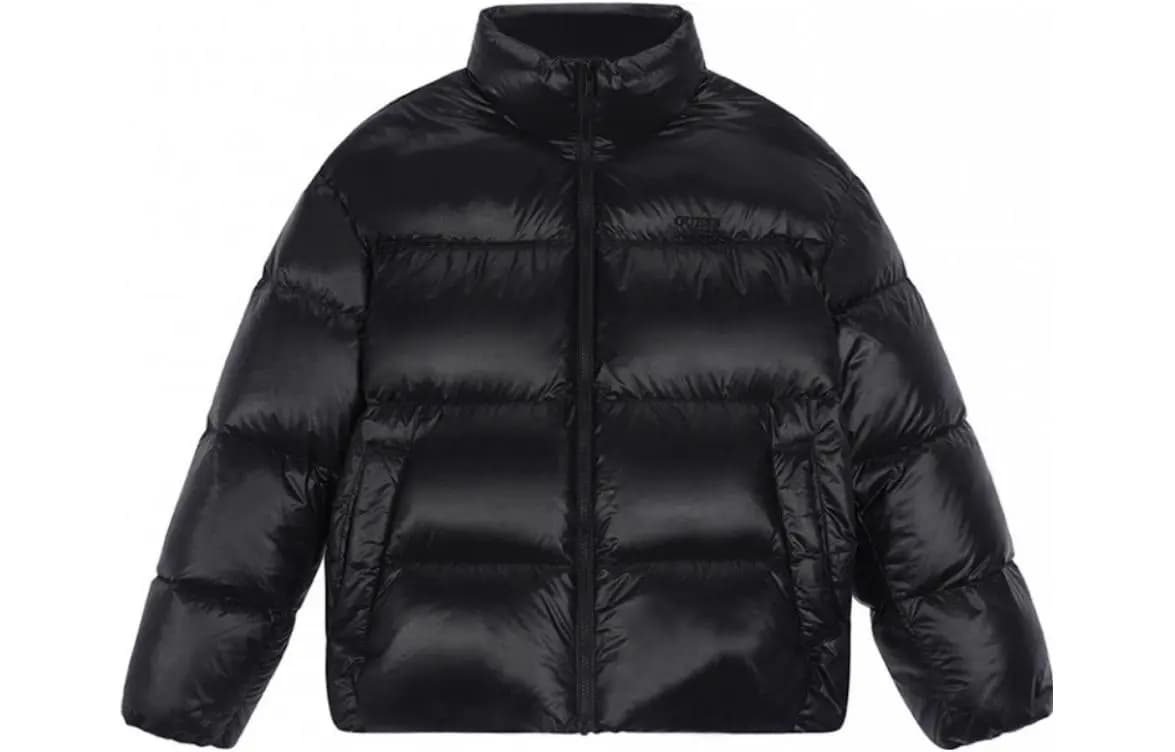 GUESS Solid Color Stand Collar Loose Fit Zip-Up Down Jacket Unisex 6