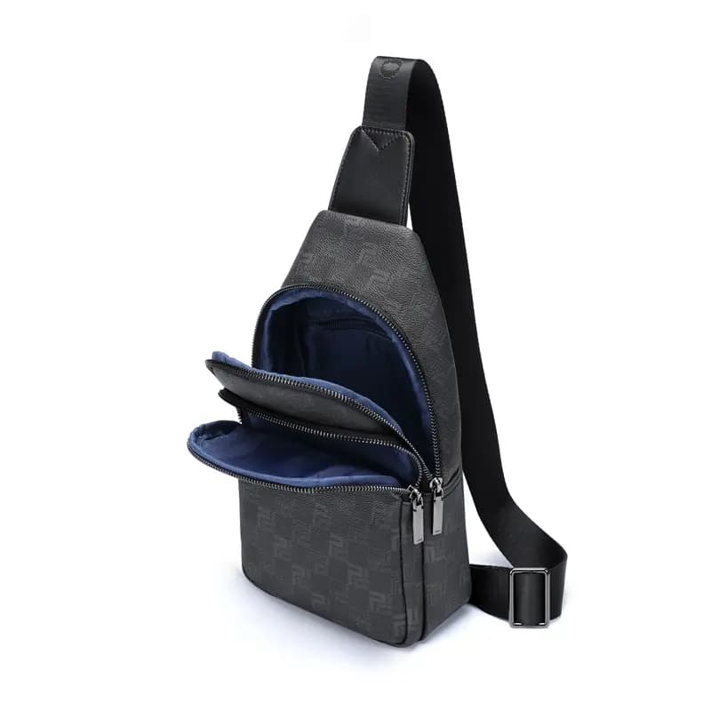 POLO PVC Sling Bag Large Size Men's Black 4