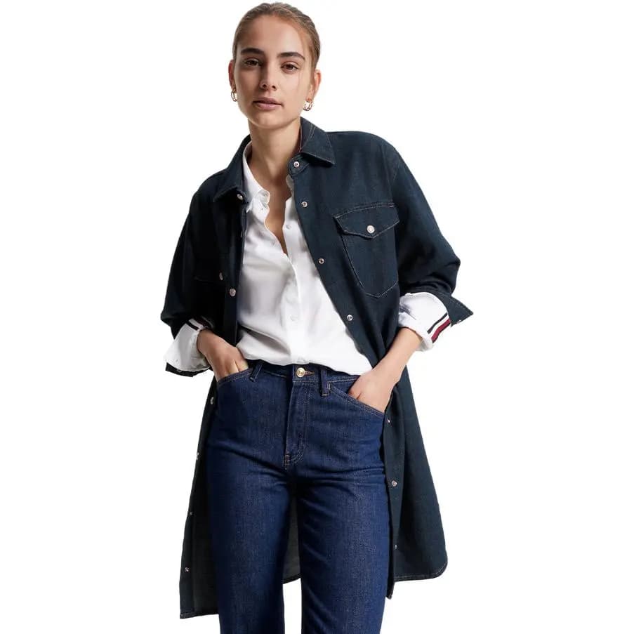 Tommy Hilfiger Long Sleeved Dress Women's Dark Denim Blue 2