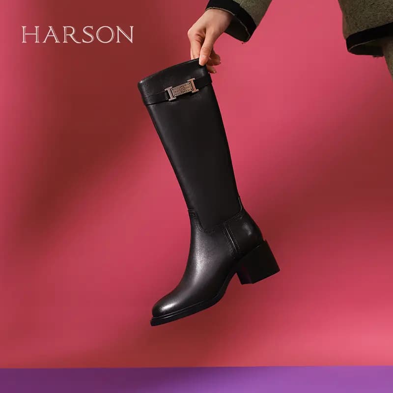 HARSON Qadın Uzunboğaz Çəkməsi Qara 5