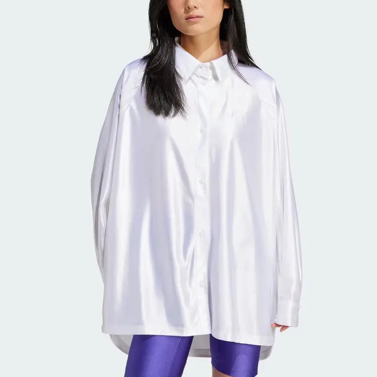 Adidas Originals Satin Oversized Qadın Köynəyi Ağ 2