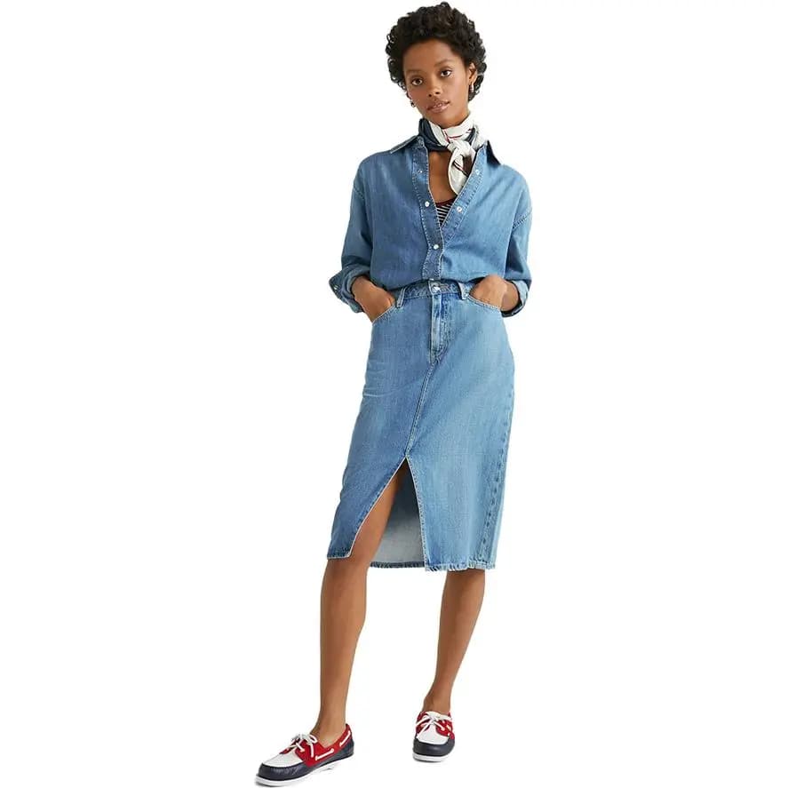Tommy Hilfiger Denim Long Skirts Women's Denim Blue 2