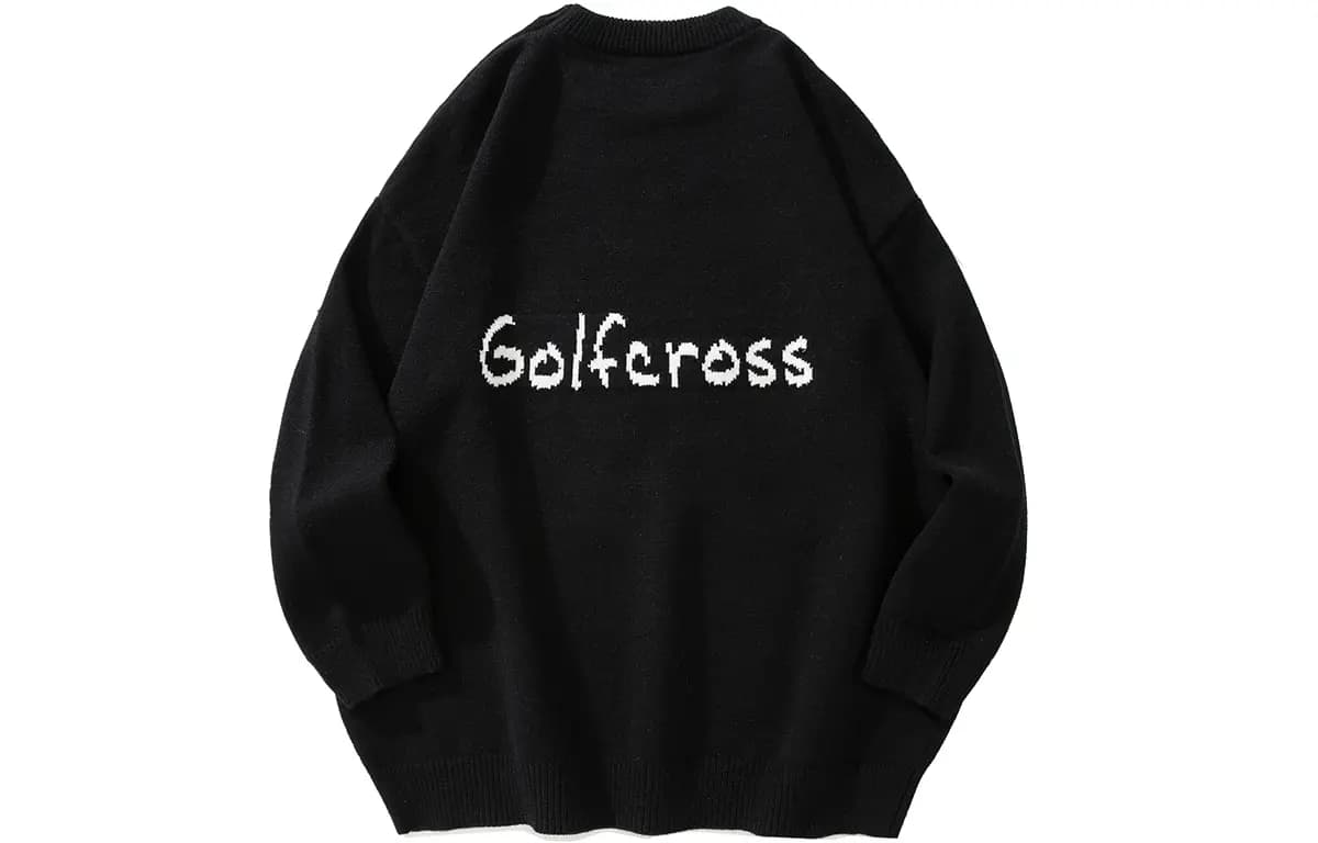 GOLFCROSS Faux Mink Dog Jacquard Knit Sweater Unisex 2