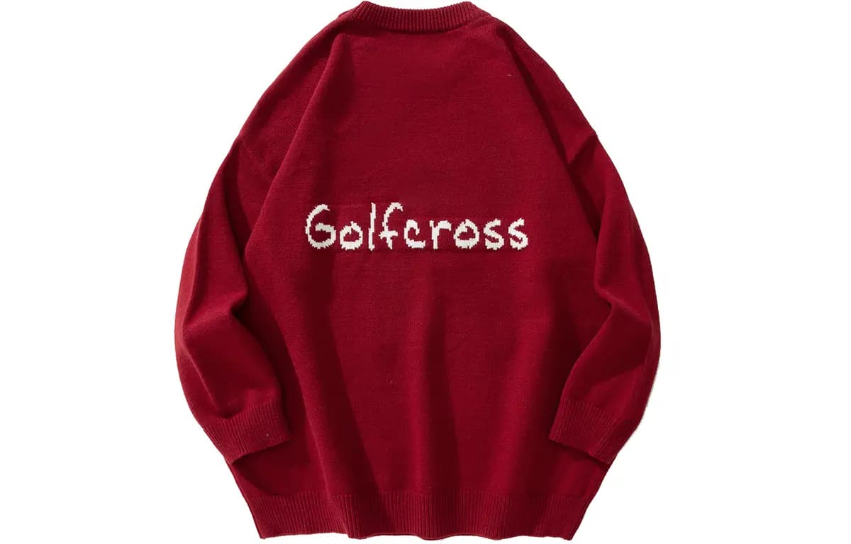 GOLFCROSS Faux Mink Dog Jacquard Knit Sweater Unisex 10