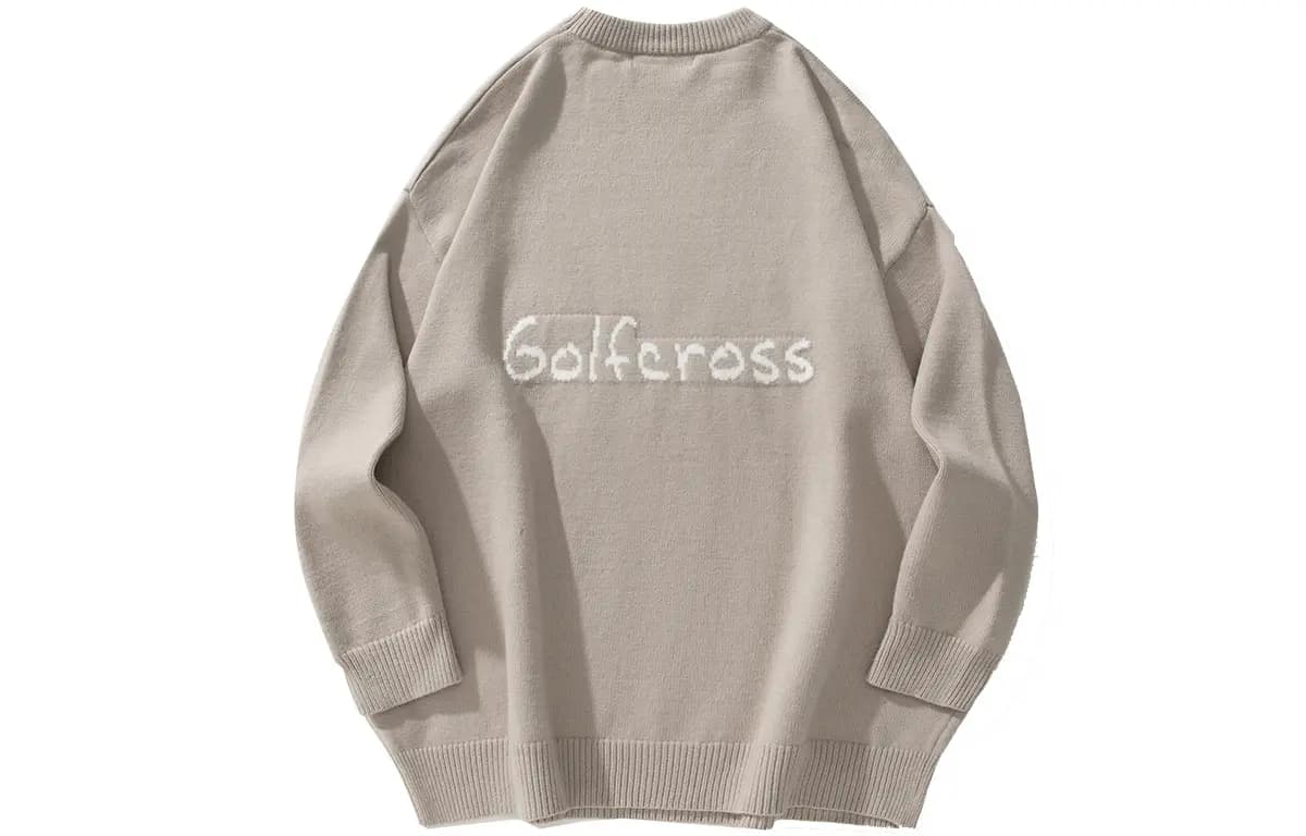 GOLFCROSS Faux Mink Dog Jacquard Knit Sweater Unisex 18