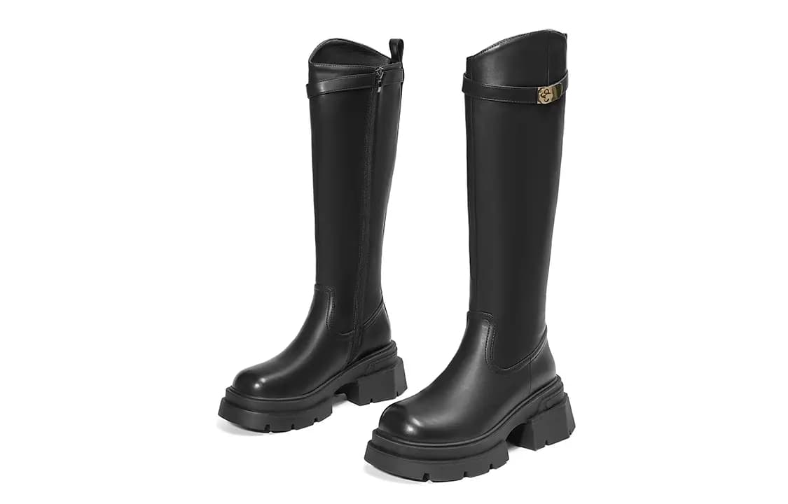 EBLAN Leather Lined Warm High Boots Women's Black 3