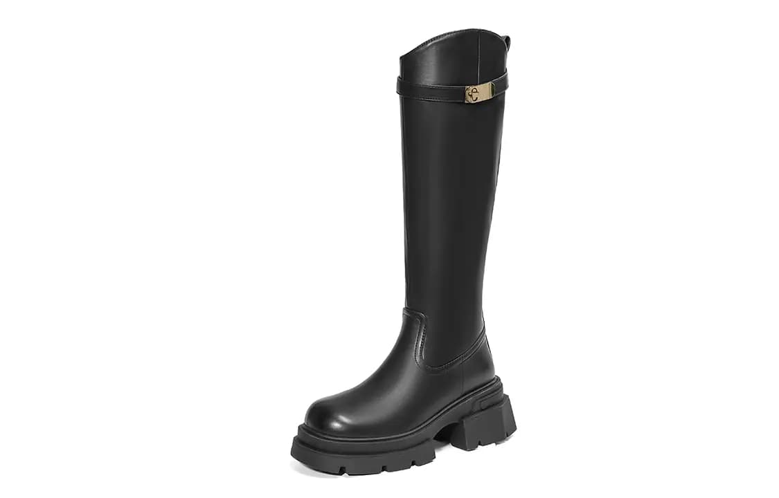 EBLAN Leather Lined Warm High Boots Women's Black 2