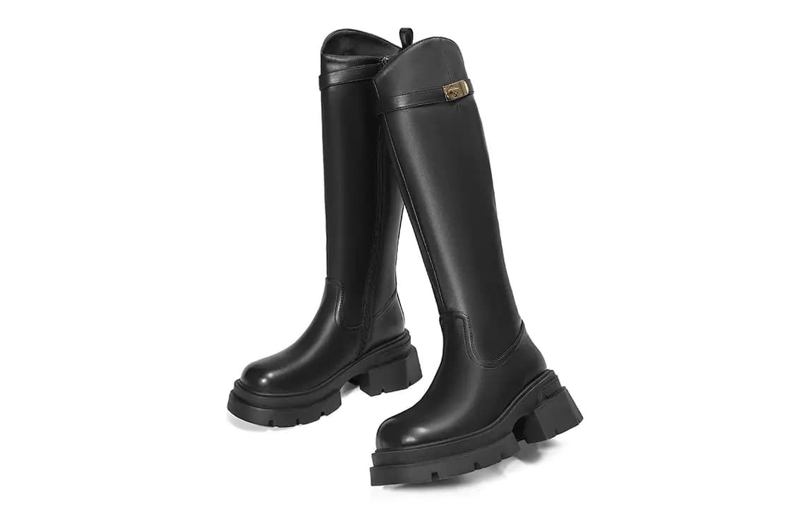 EBLAN Leather Lined Warm High Boots Women's Black 4