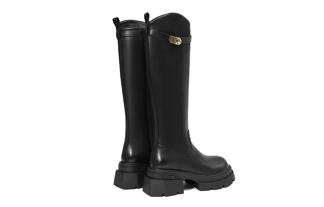 EBLAN Leather Lined Warm High Boots Women's Black 5