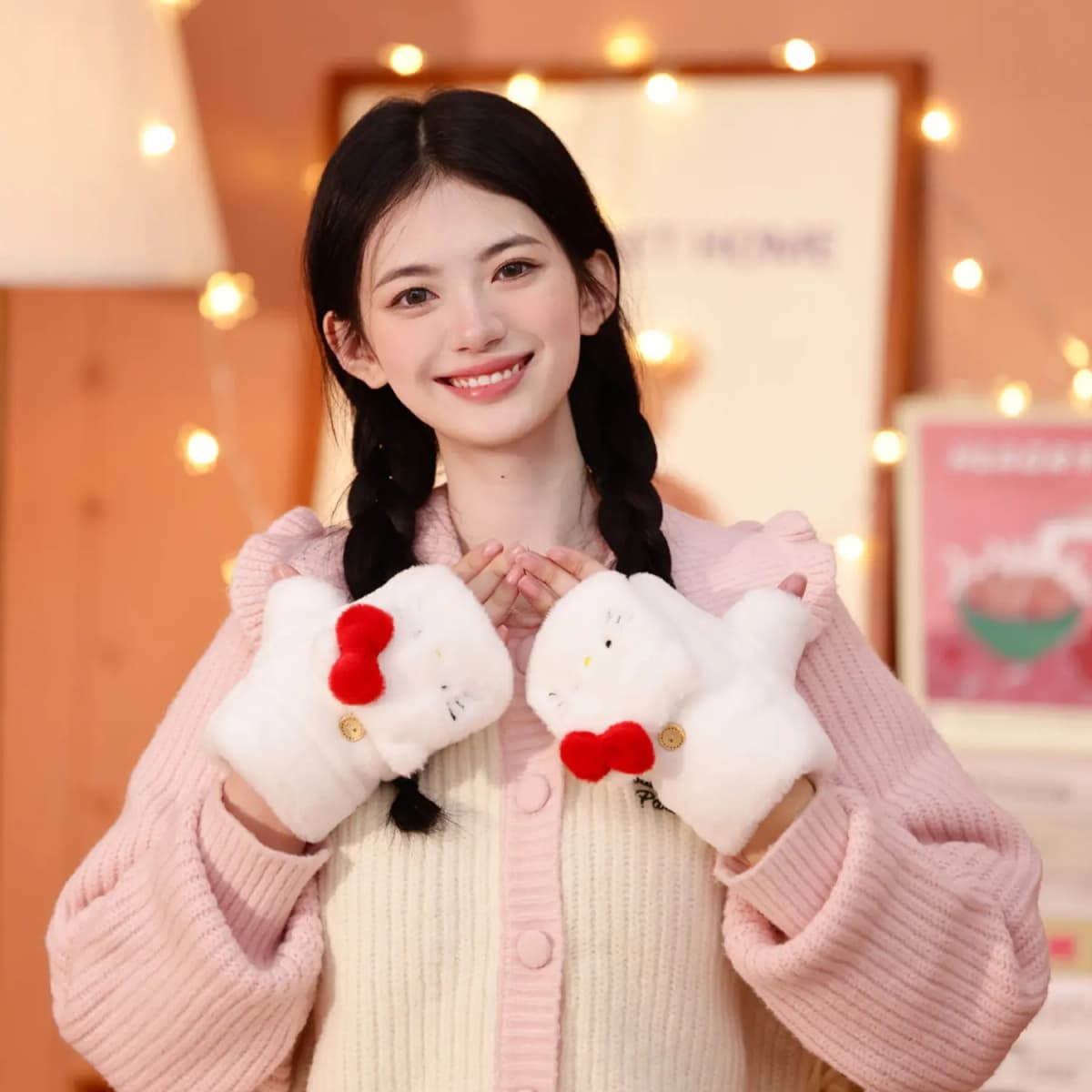 Sanrio Hello Kitty Əlcək Qadın Ağ 3